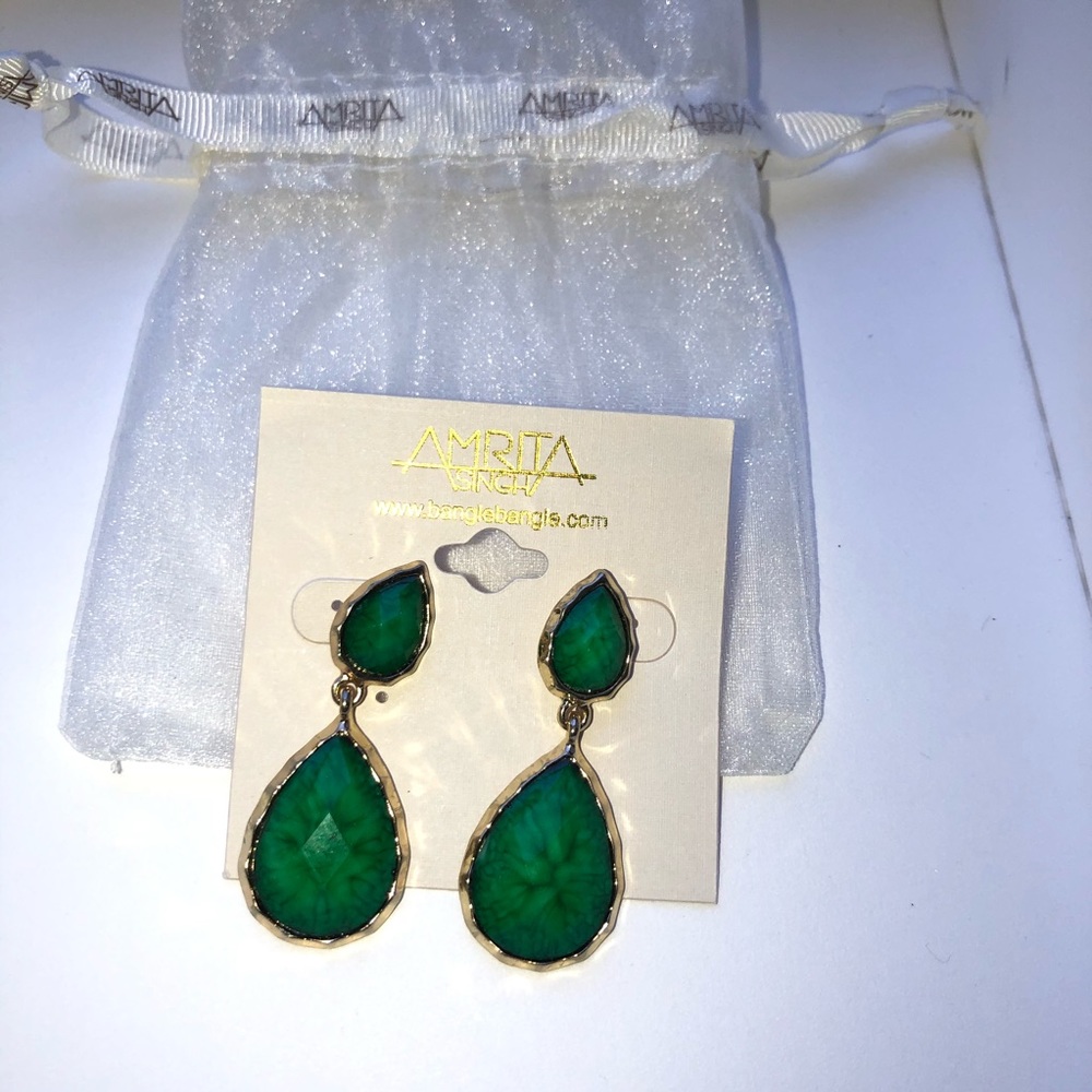 NWT Amrita Singh Teardrop Earrings - Evergreen